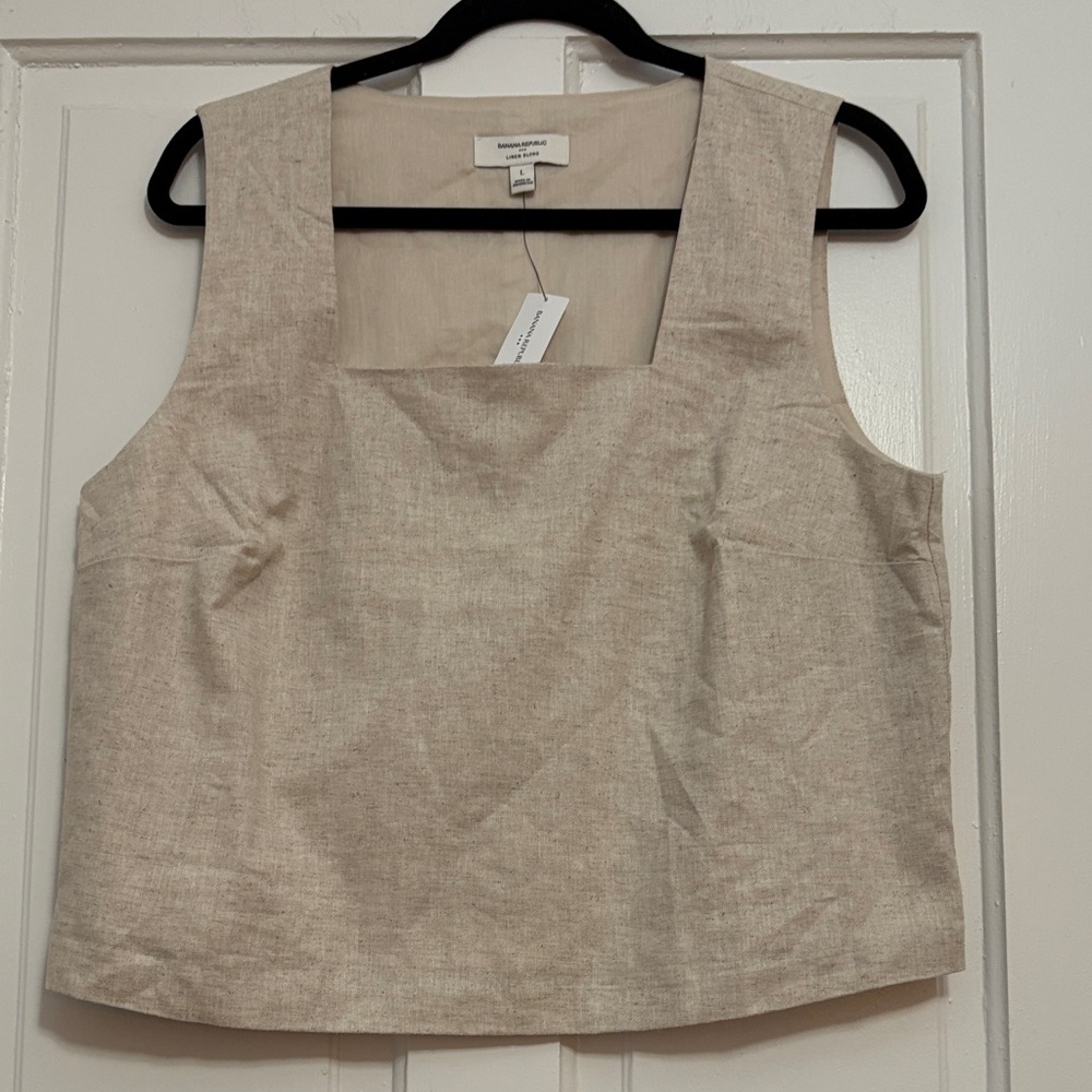 Banana Republic Light Tan Square Neck Sleeveless Cropped Top -New with Tags